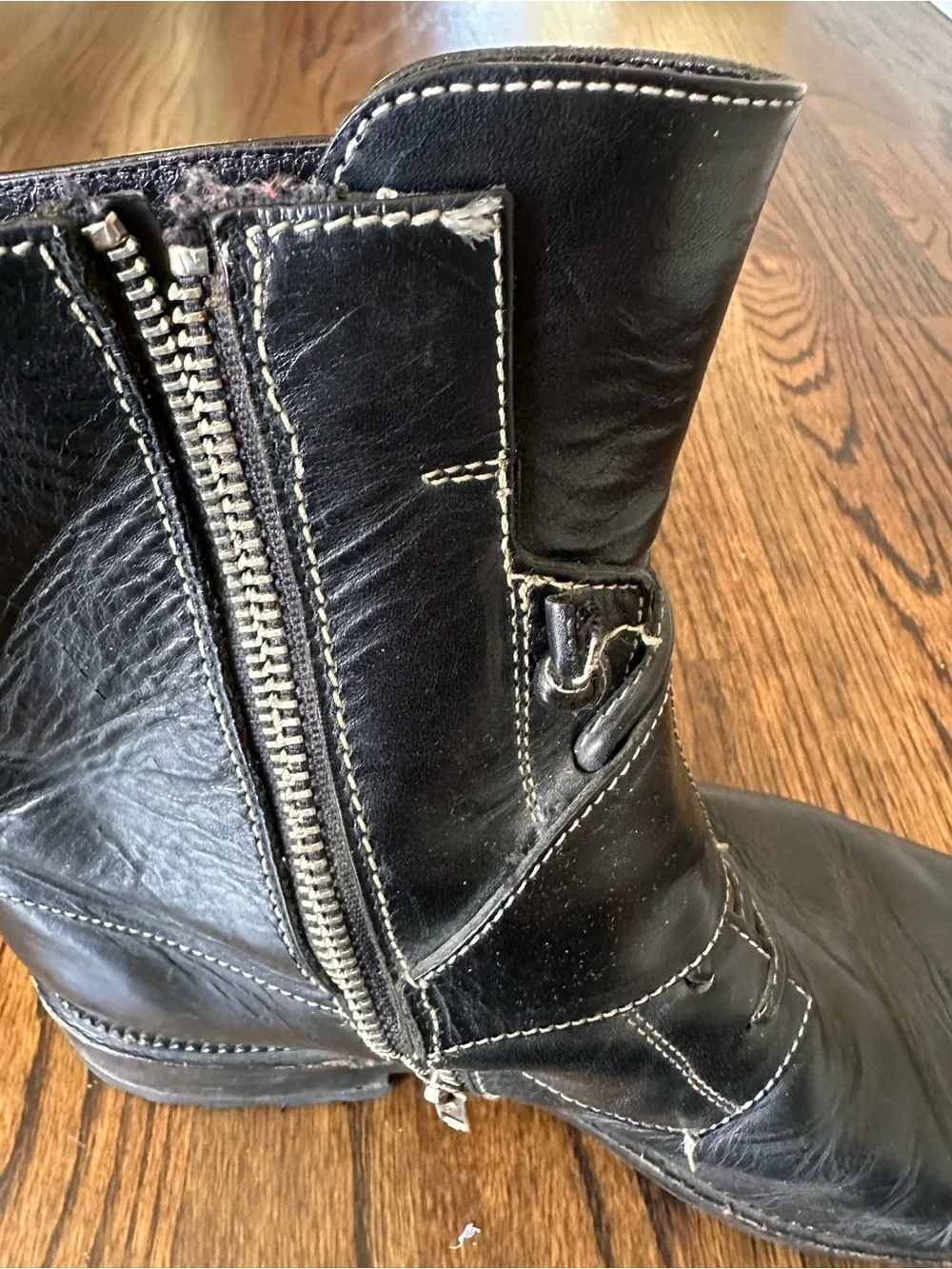 Donald J. Pliner Men's Bistro Black Leather Zip & Buckle Boots size 8.5